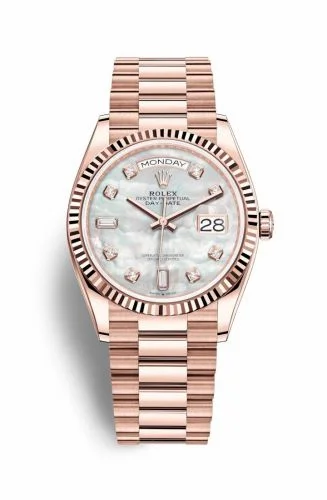 Rolex Day-Date 36 Everose Gold / Fluted / MOP-Diamond / President 128235-0029 (M128235-0029)